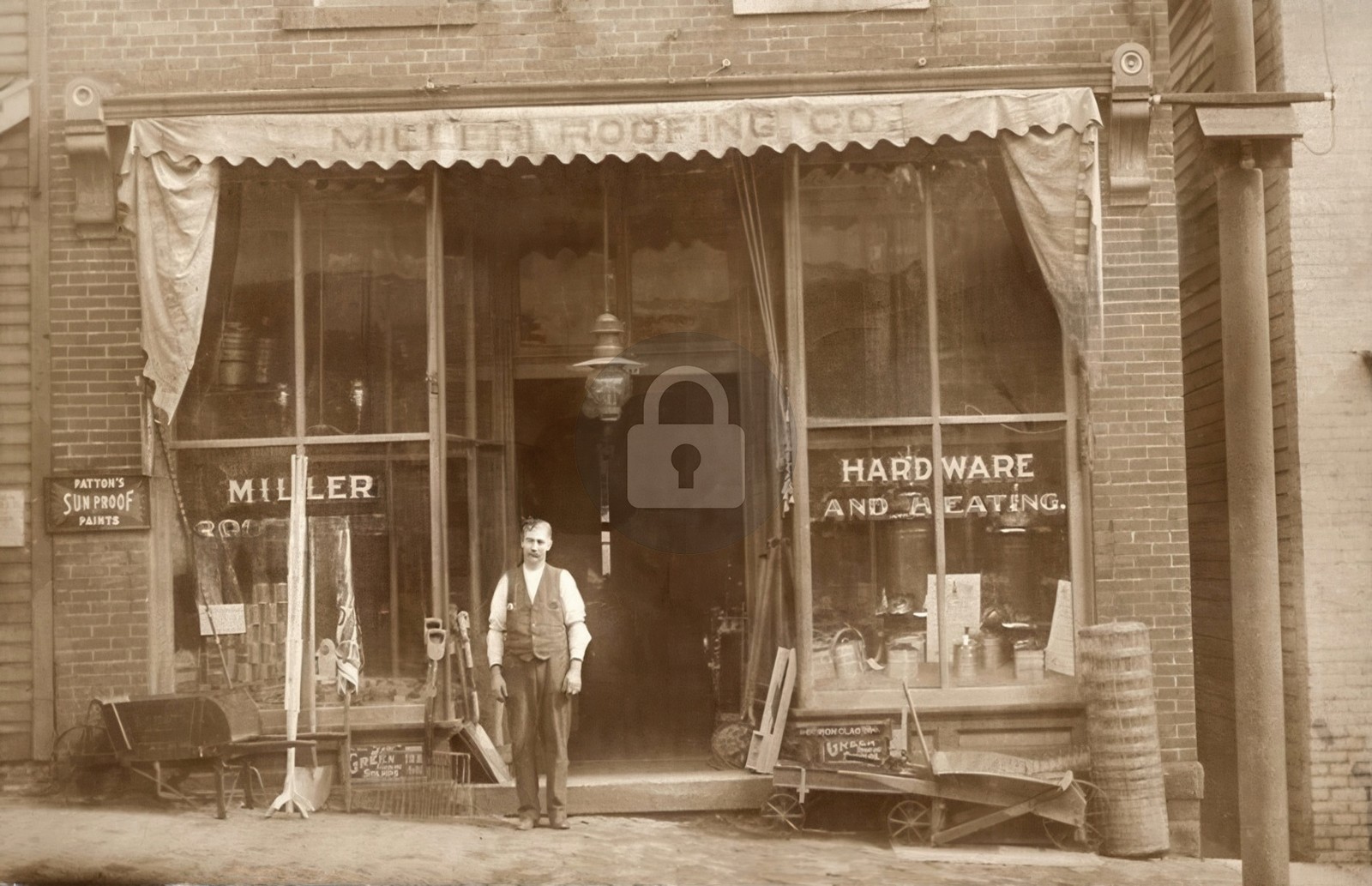 Mt Pleasant PA Miller Roofing Co Hardware Heating Store Front RPPC Postcard COPY