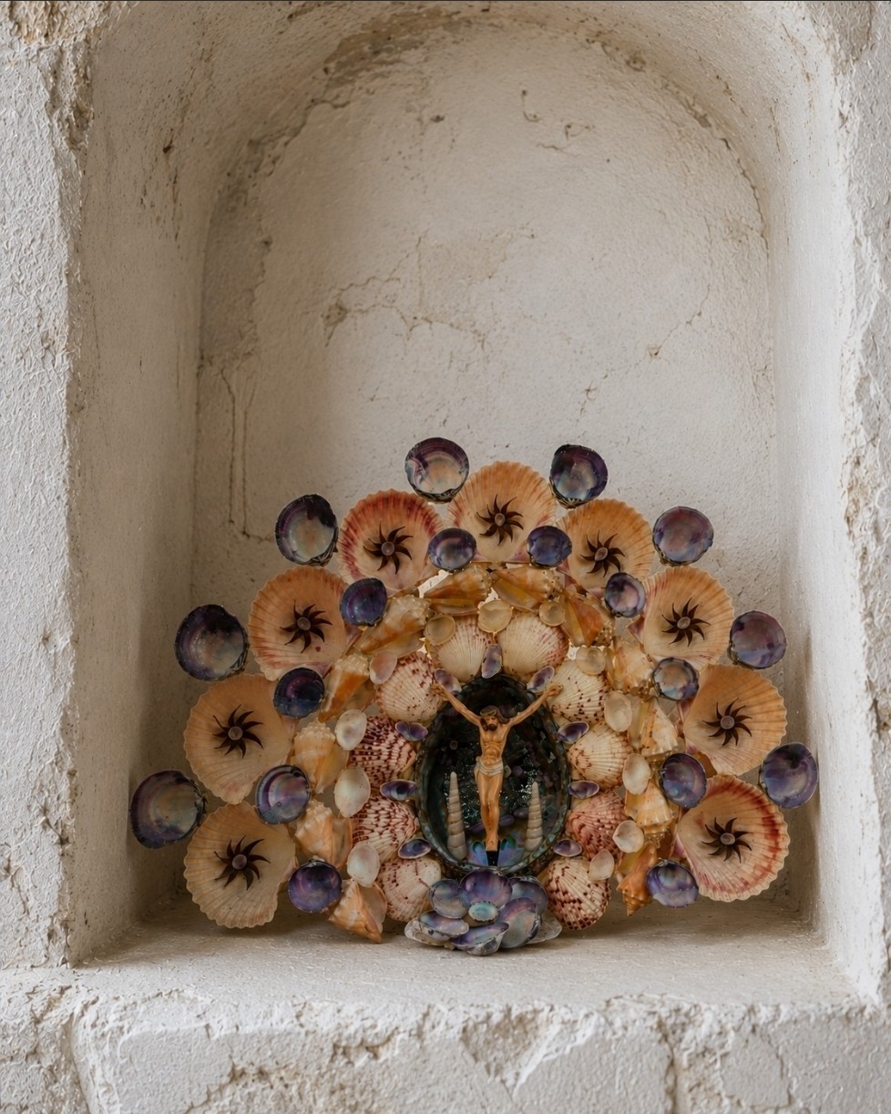 c. 1890–1920 Antique Shellwork Grotto Devotional Folk Art Shrine RARE Made ITALY