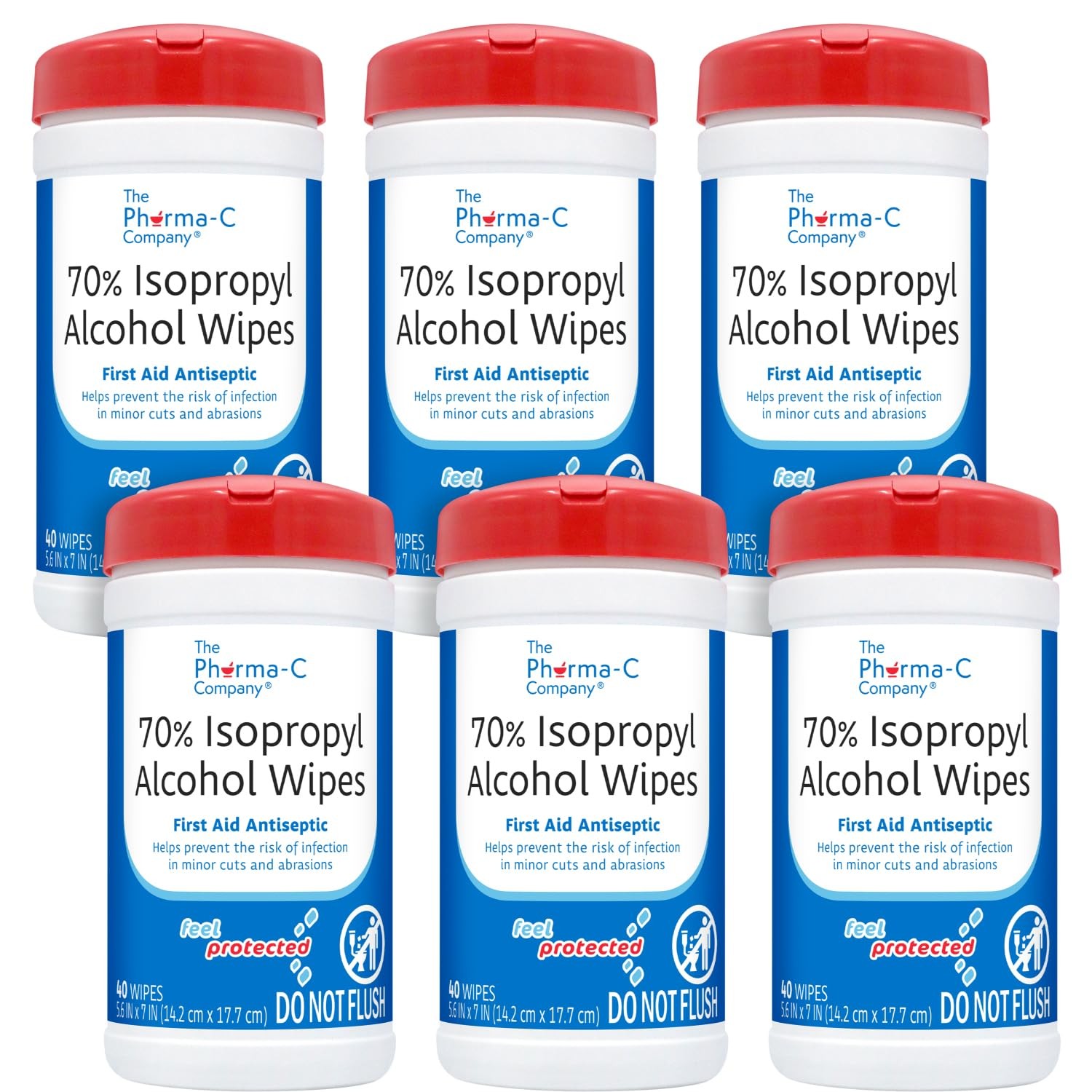 70% Isopropyl Alcohol Wipes 6 pack  40ct Canisters  Bulk IPA First Aid Antise...