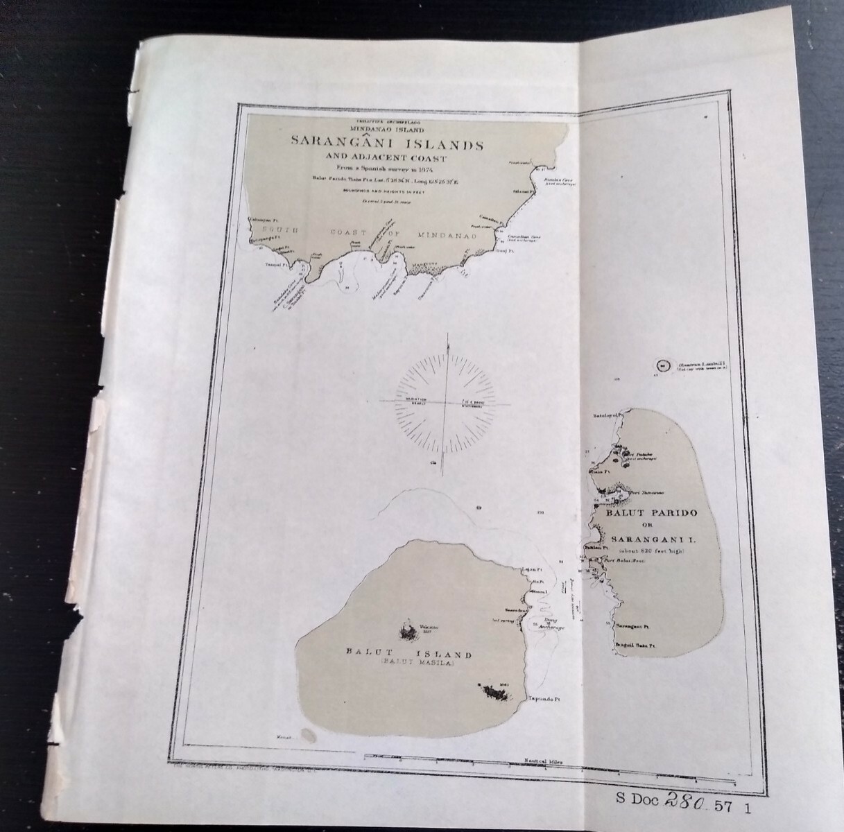 1901 Sarangani Philippine Islands Asia War US Navy GPO Sketch Map