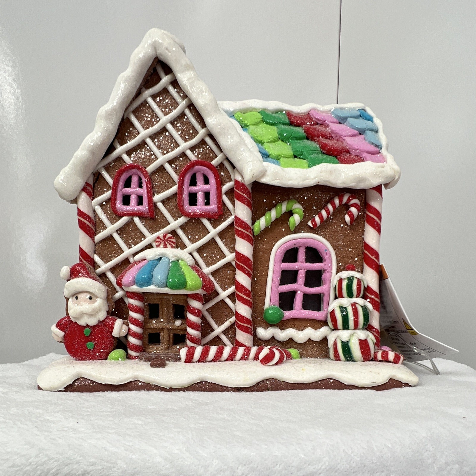 Holiday Time 2024 Clay Dough Lighted Gingerbread House Village Santa Clause NWT