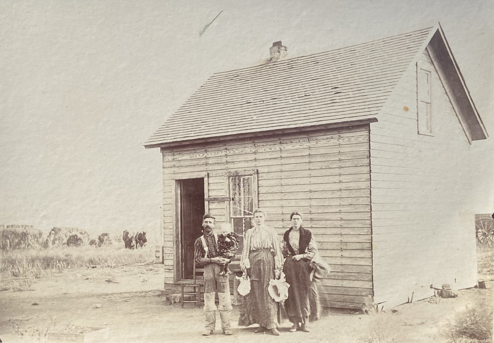 Antique Cabinet Card Photo Pioneer Family Land Rush Homestead Oklahoma Territory