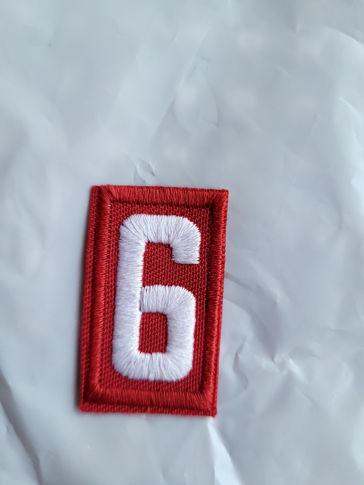 Number 6 (or 9) Red & White Embroidered Patch BSA Boy Scouts Of America 
