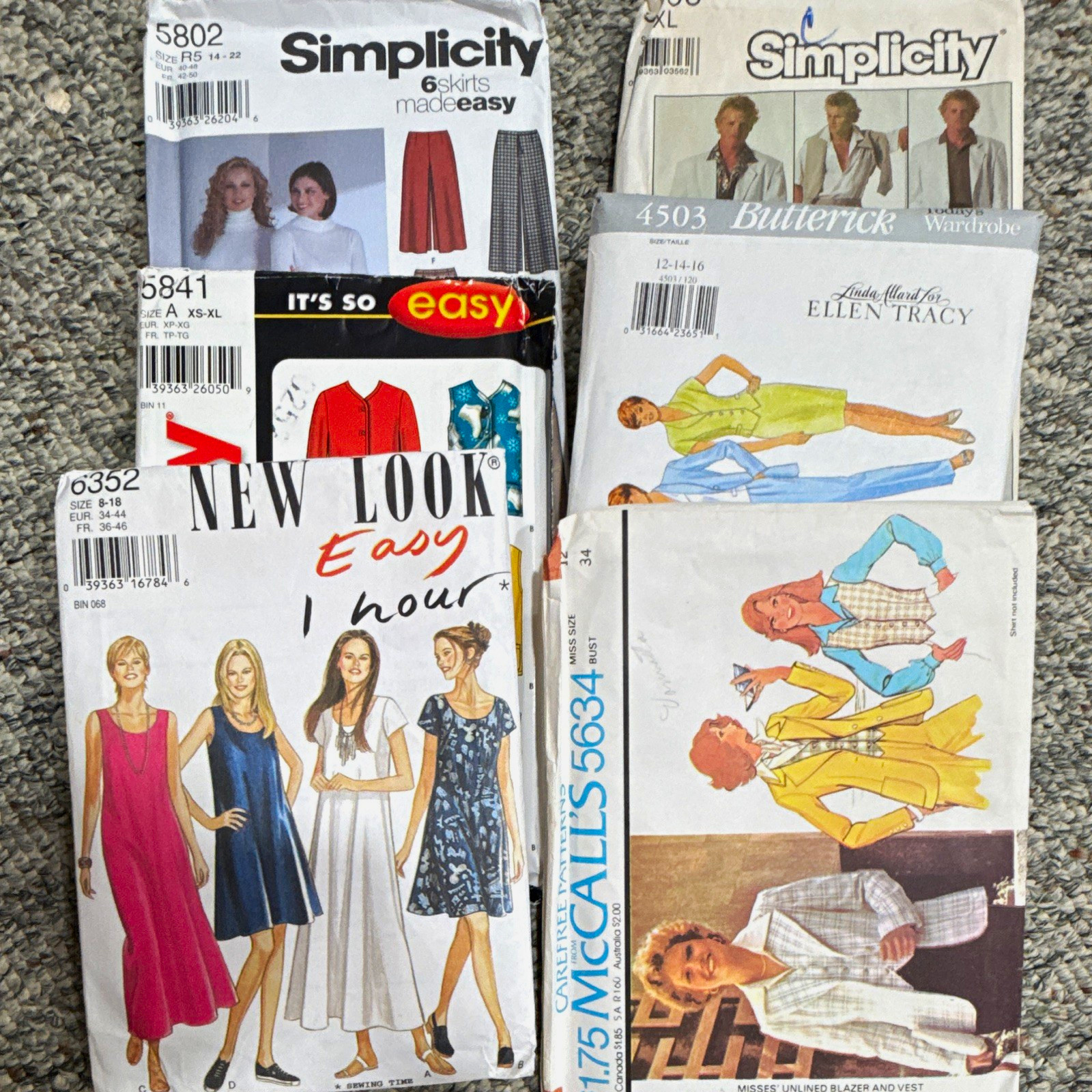 6 Total Simplicity Butterick McCall's New Look Sewing Pattern Lot 6 Total Simplicity Butterick McCall's New Look Sewing Pattern Lot