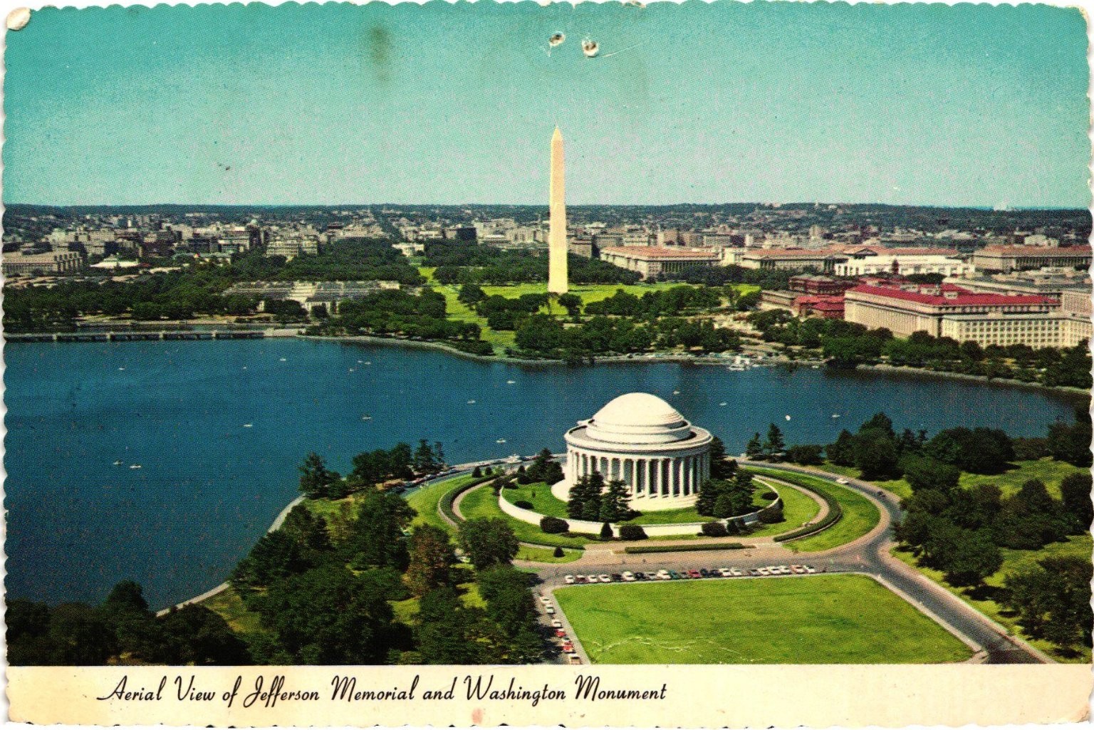 Vintage Washington D.C. Aerial View Jefferson Memorial Monument Postcard