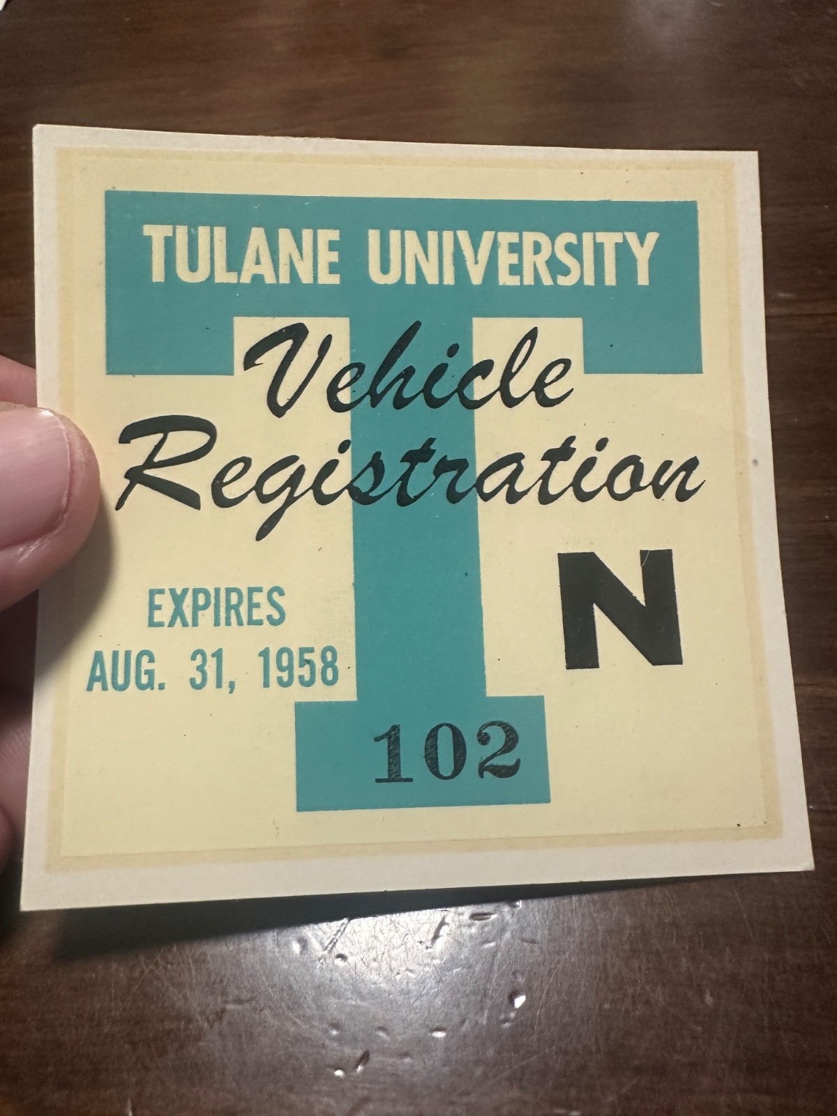 Vintage Tulane University Parking Permit Decal