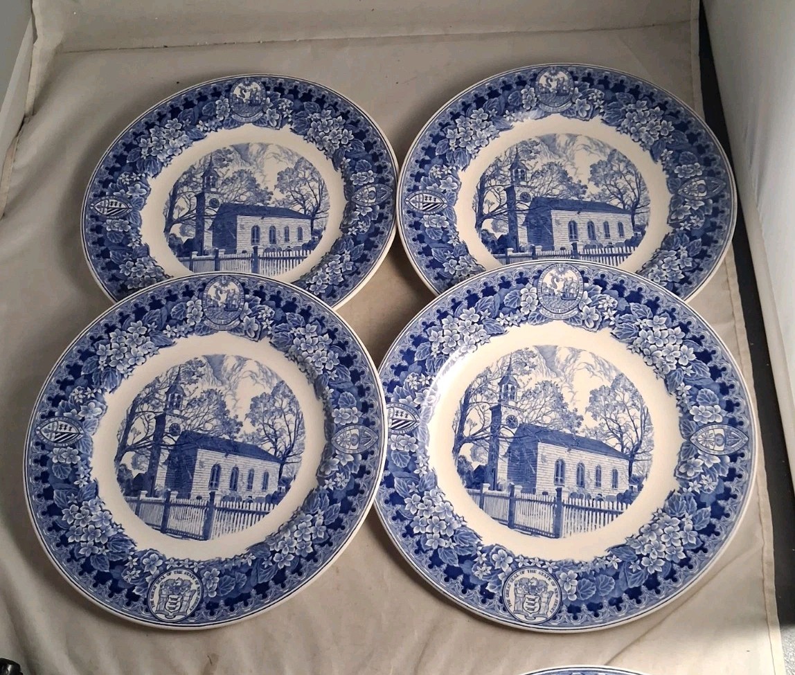 4-Vintage Wedgwood Plates Christ Church Shrewsbury New Jersey