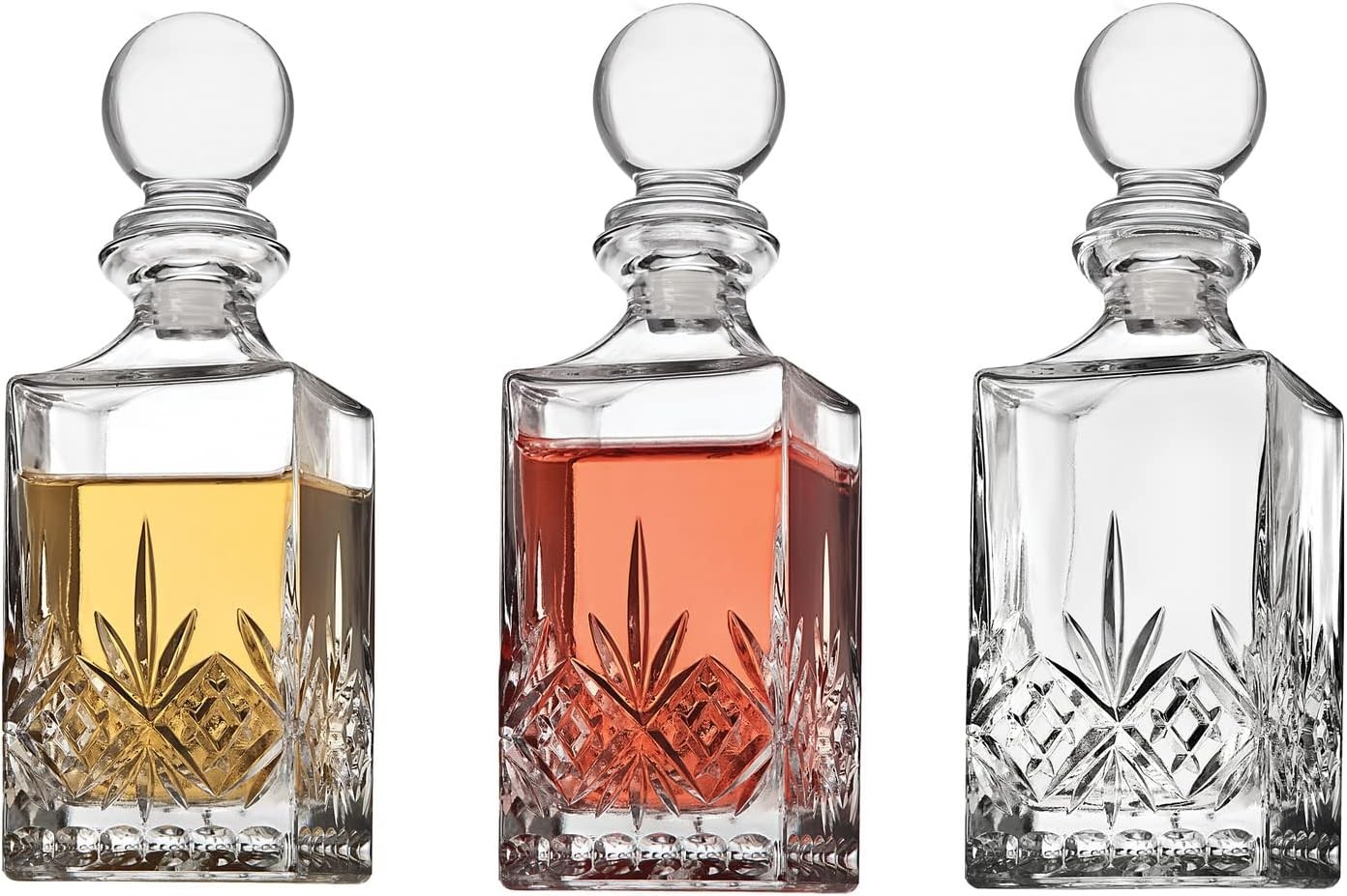 Godinger Dublin Crystal Mini Decanter Set, 10oz, 3-Pack
