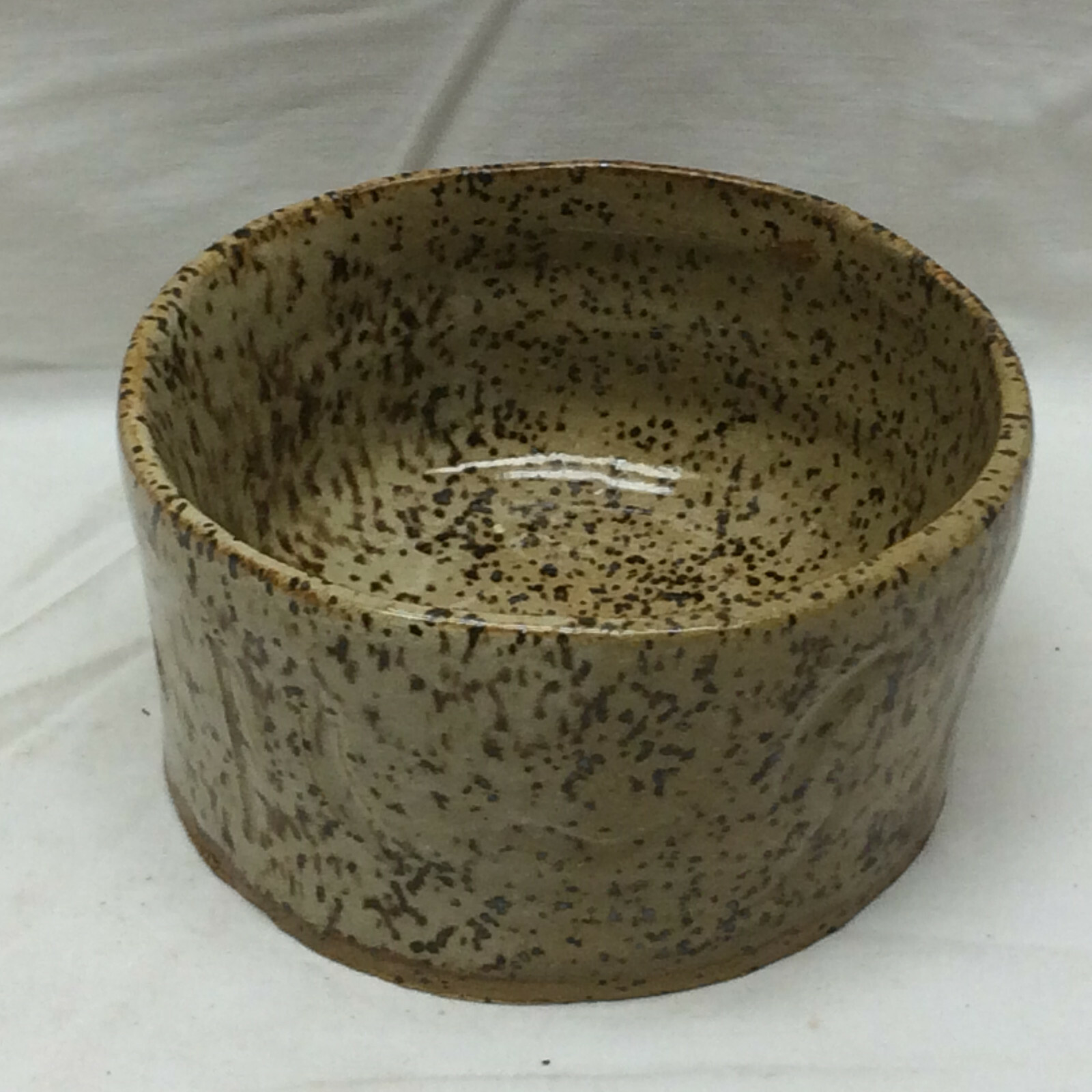 Vintage hand Made Pottery bowl speckled brown LW RB RD Signed