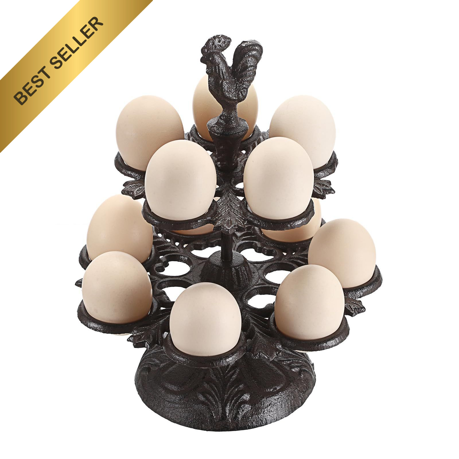 Heavy Duty Cast Iron Countertop Egg Holder Vintage Display Stand Holds 12 Eggs