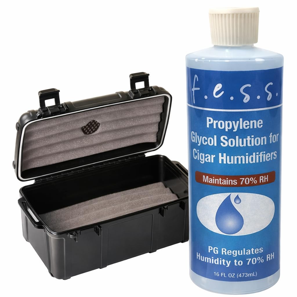 FESS F15 Waterproof Travel Humidor Case for 10-15 Cigars with 16oz PG Solution