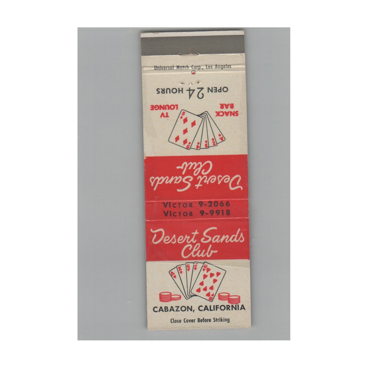 Casino Matchbook Cover Desert Sands Club Cabazon CA