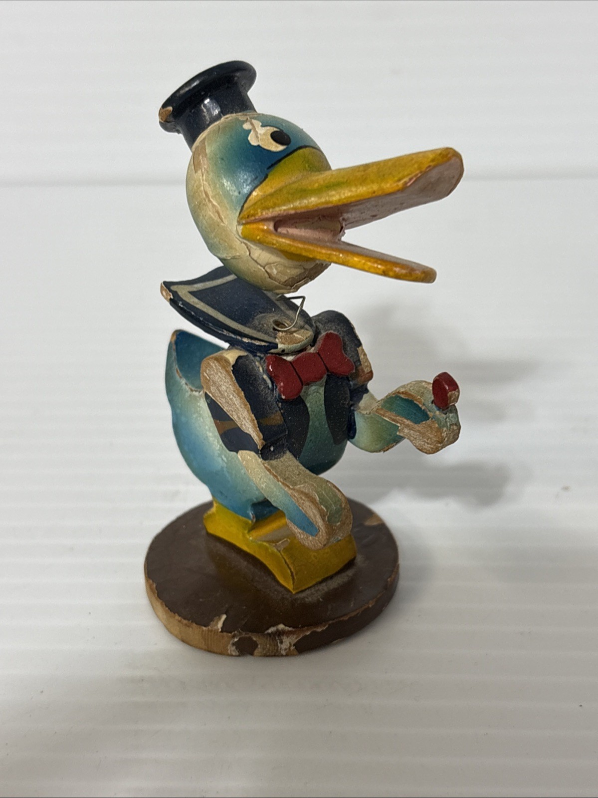 Antique Nasco Wood Donald Duck Spring Bobble Head Made in Japan Hand Painted