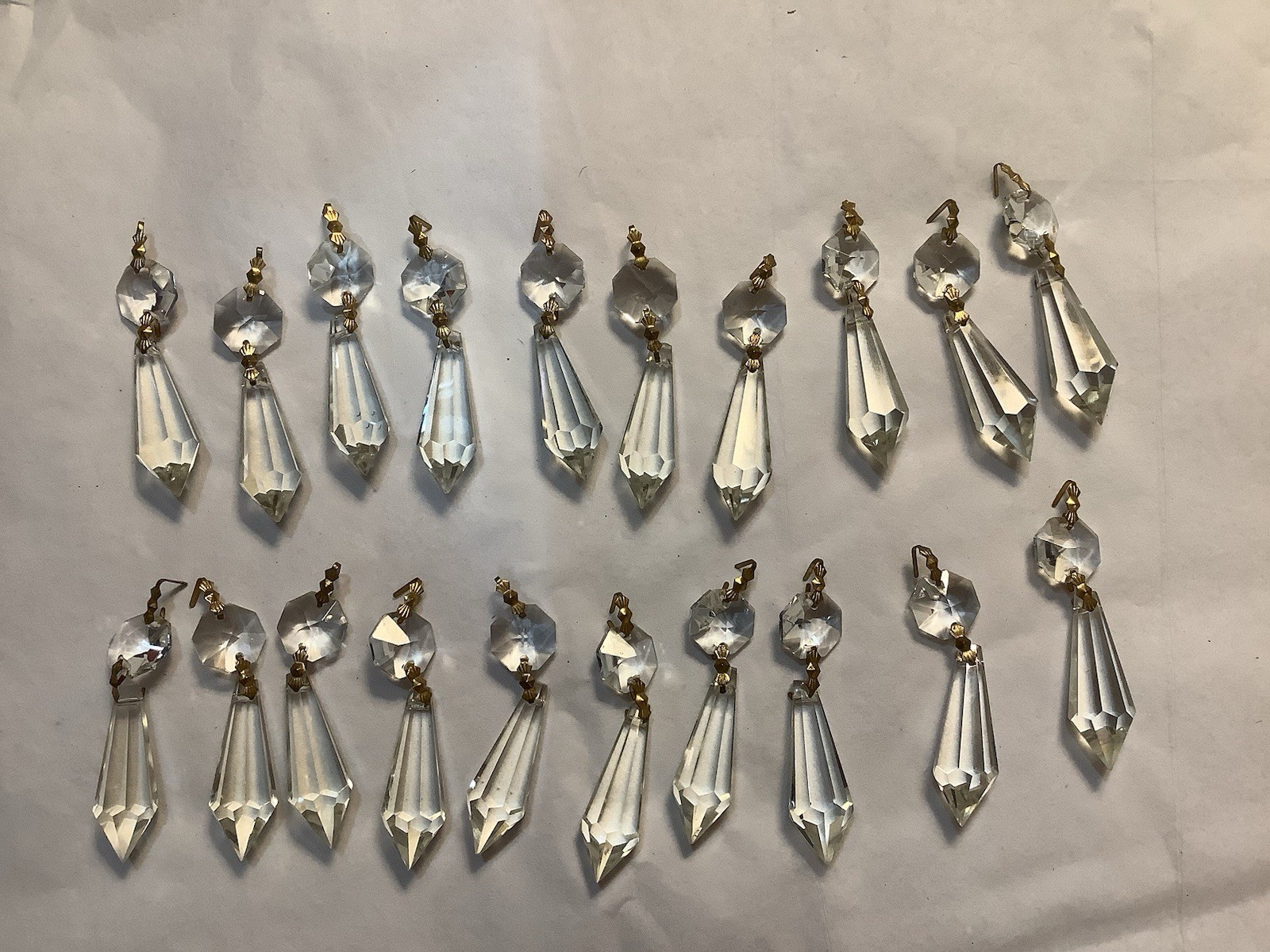 Vintage Drop & Button Crystal Chandelier Prisms Crystal Lot of 20