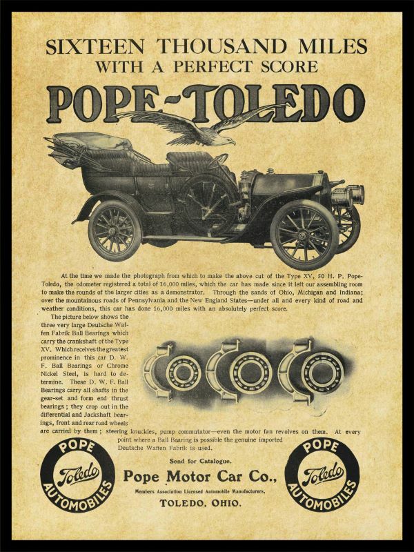 1907 Pope Toledo Motor Car, OhiO NEW Metal Sign 24\