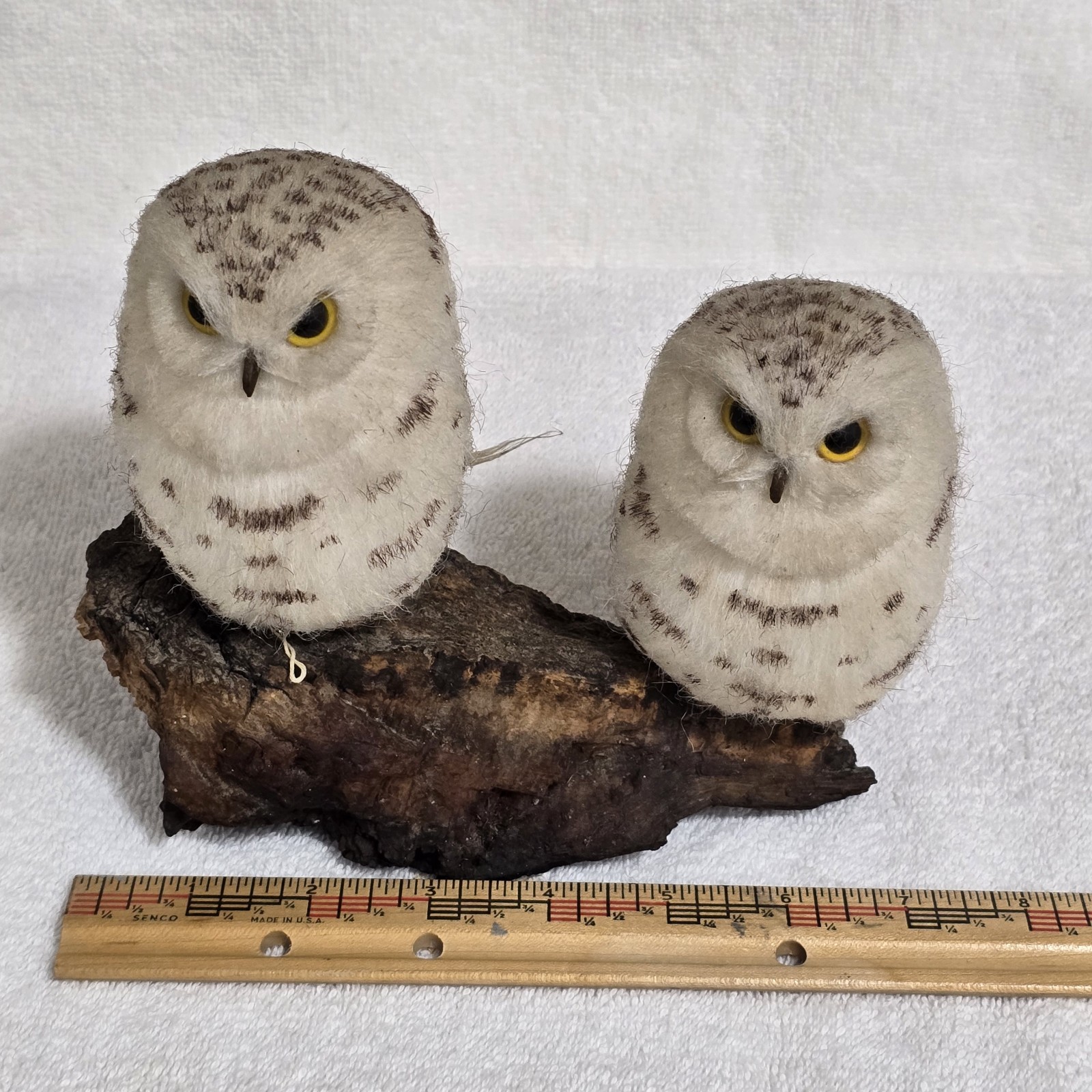 VTG Faux Taxidermy Snowy Owl Figurines Pair Woodland Decor Glass Eyes 1970s VTG Faux Taxidermy Snowy Owl Figurines Pair Woodland Decor Glass Eyes 1970s