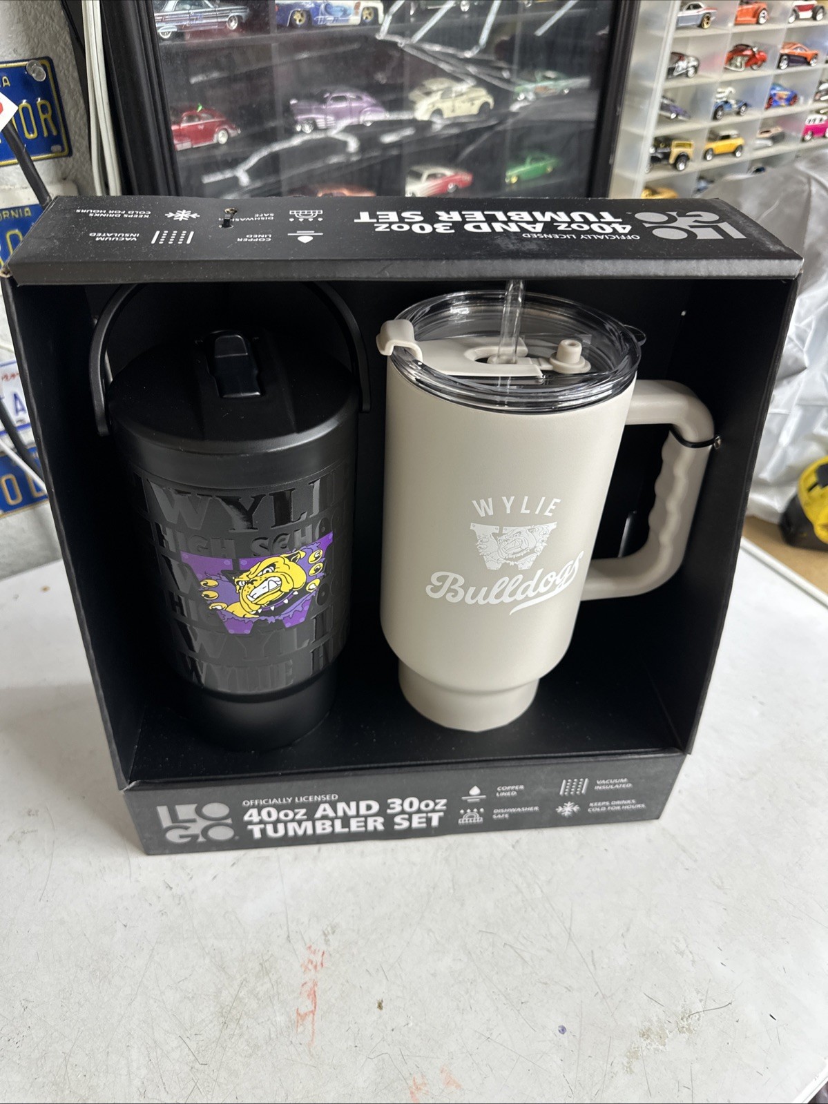 2-Pc Wylie Bulldogs W 40oz & 30oz Tumbler Set Vacuum Insulated, Official License