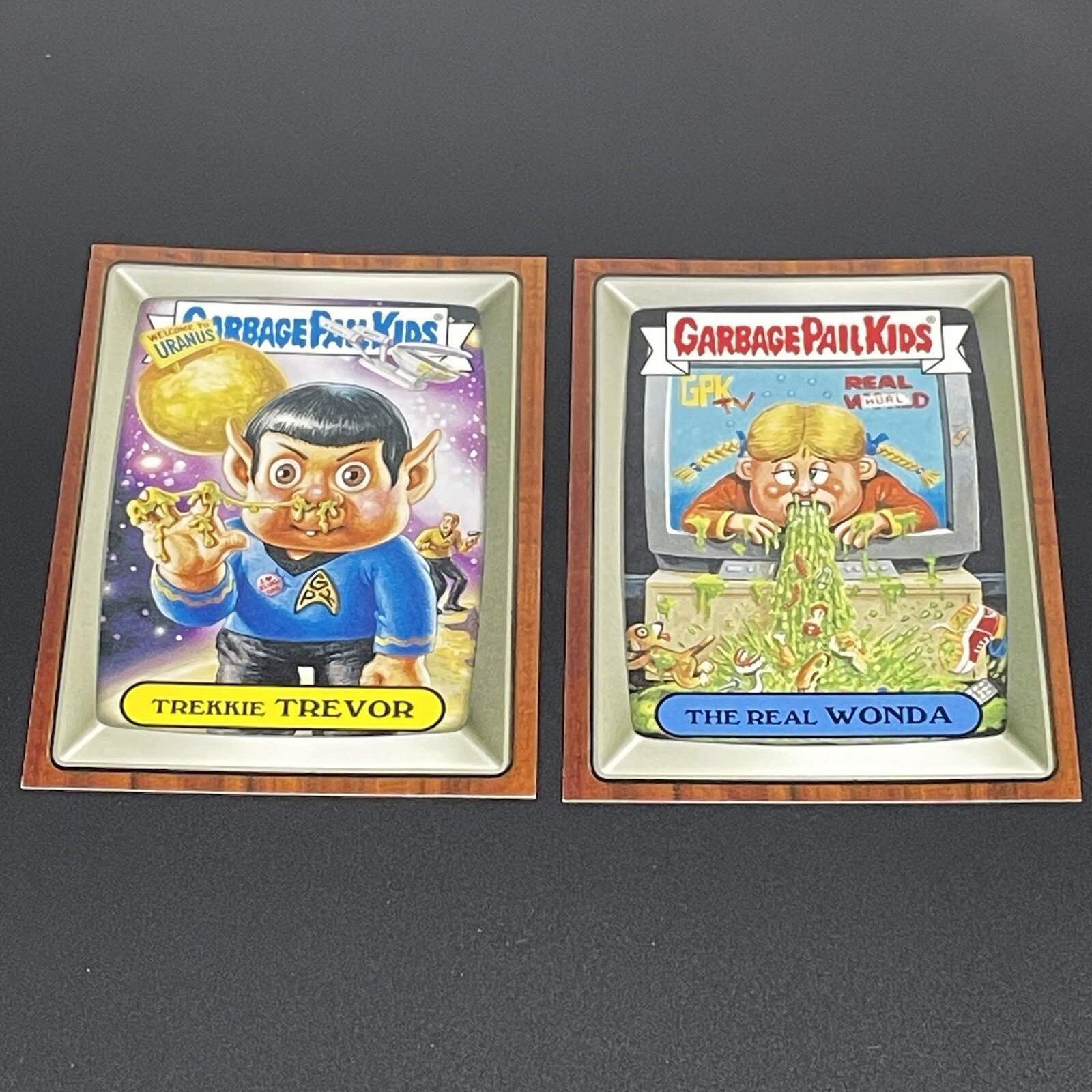 Garbage Pail Kids 10b Trekkie Trevor and 5b The Real Wonda 2016 GPK Stickers