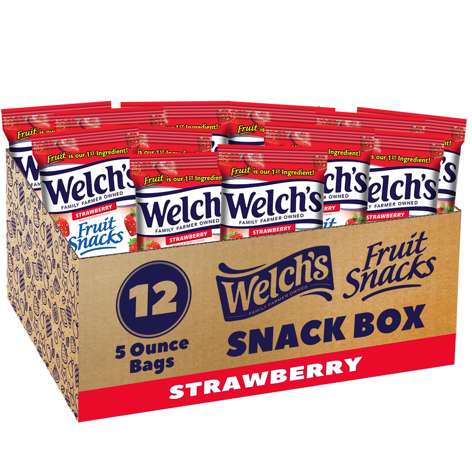 Welch\'S Welchs Fruit Snacks Strawberry Perfect For School Lunches Sharing Size Welch\'S Welchs Fruit Snacks Strawberry Perfect For School Lunches Sharing Size