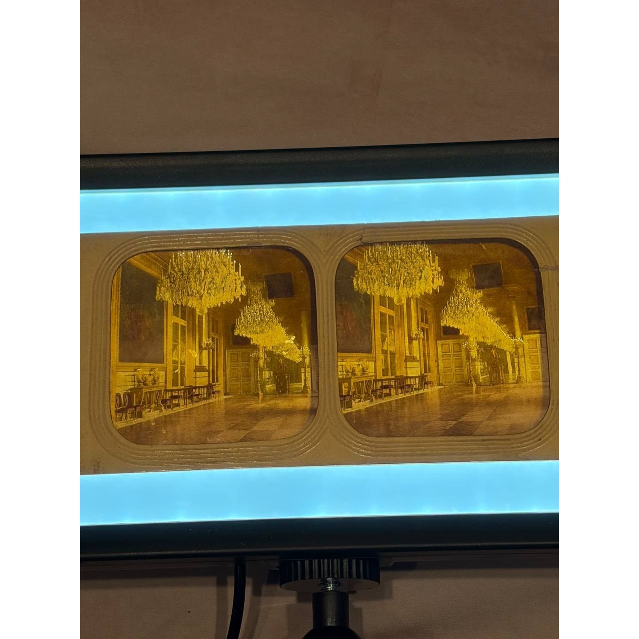 1850s French Tissue Stereoview Tuileries Palace Salle a Manger Paris Backlit
