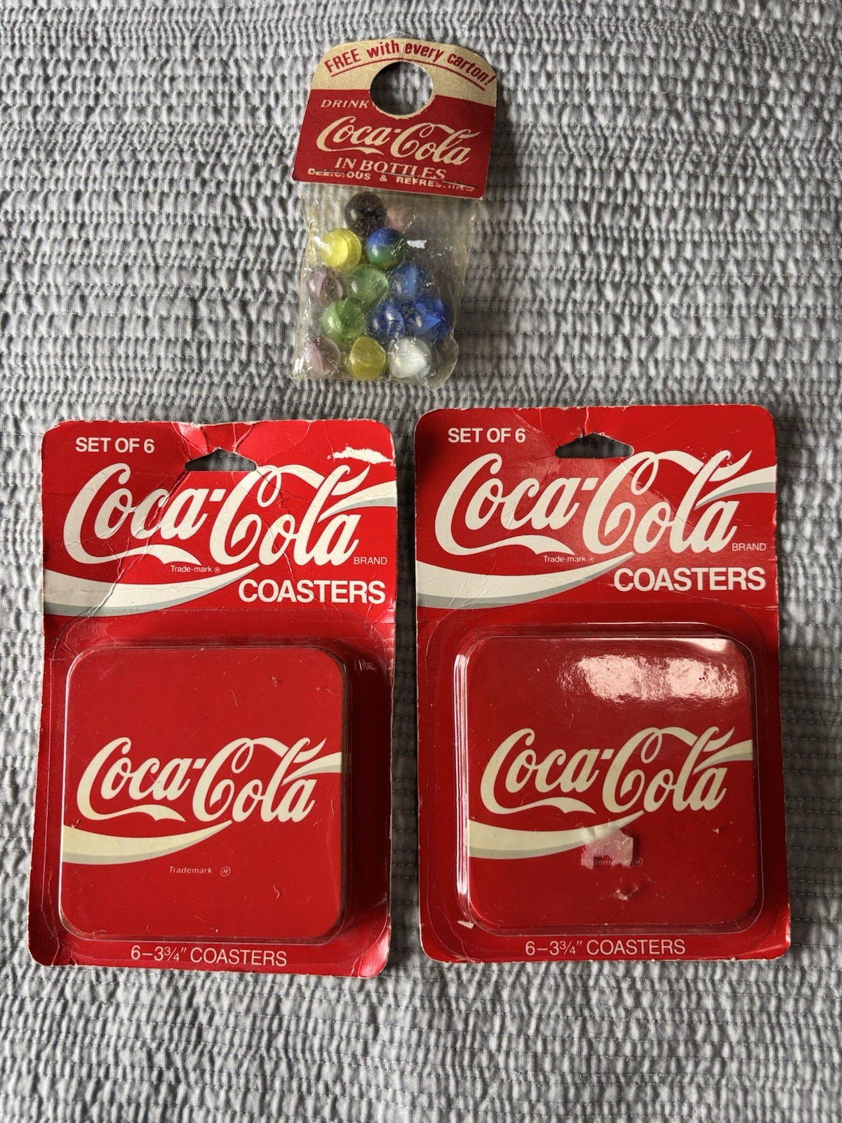 Coca-Cola Marbles & 2 Sets of 6 Coasters Vintage Promotional Collectibles