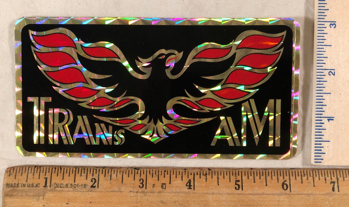Vintage 1970s Pontiac Trans Am Firebird Logo Decal Bumper Sticker Prism 6” x 3”