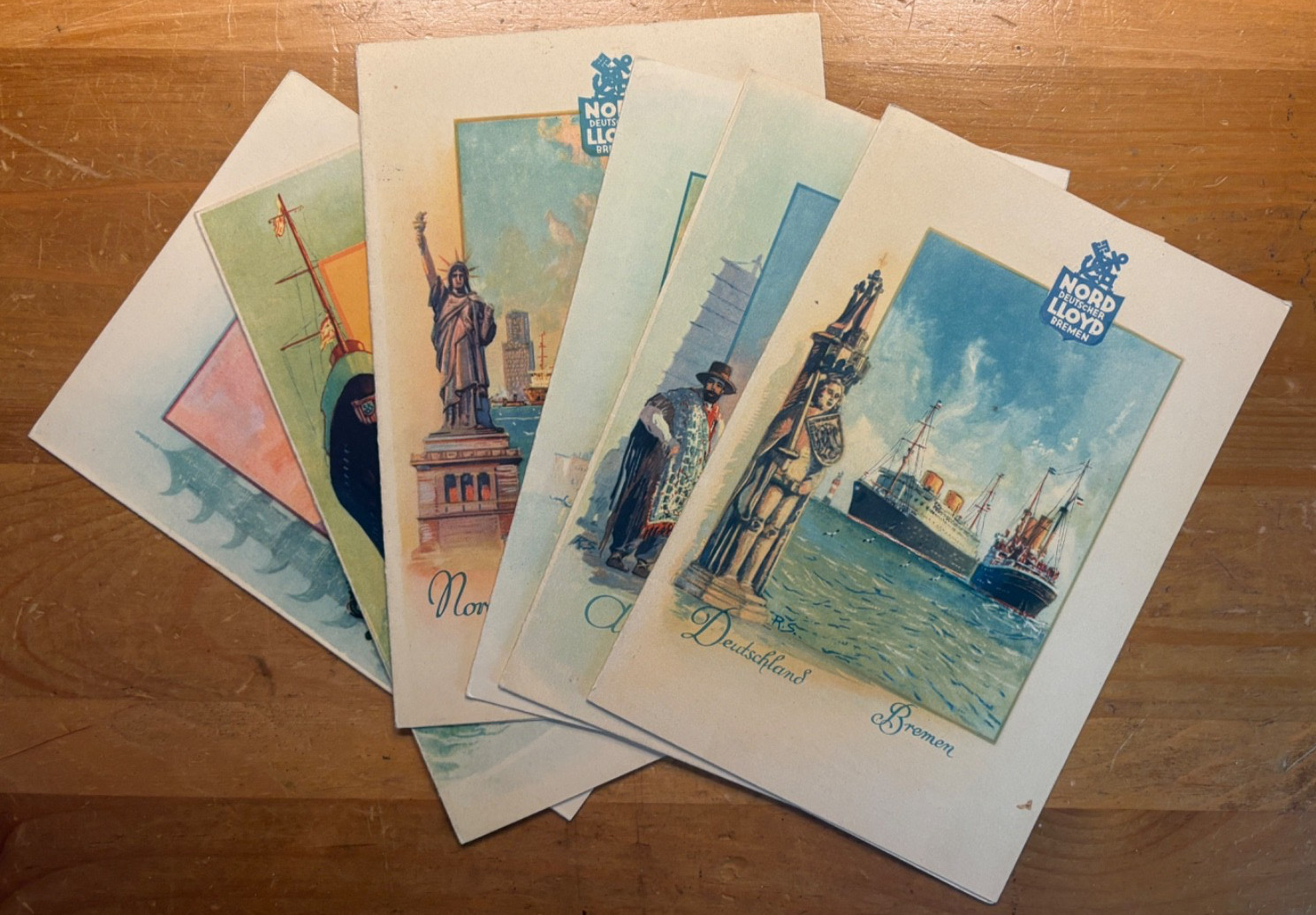 Six distinct S.S. Bremen Dining Menus (1934)