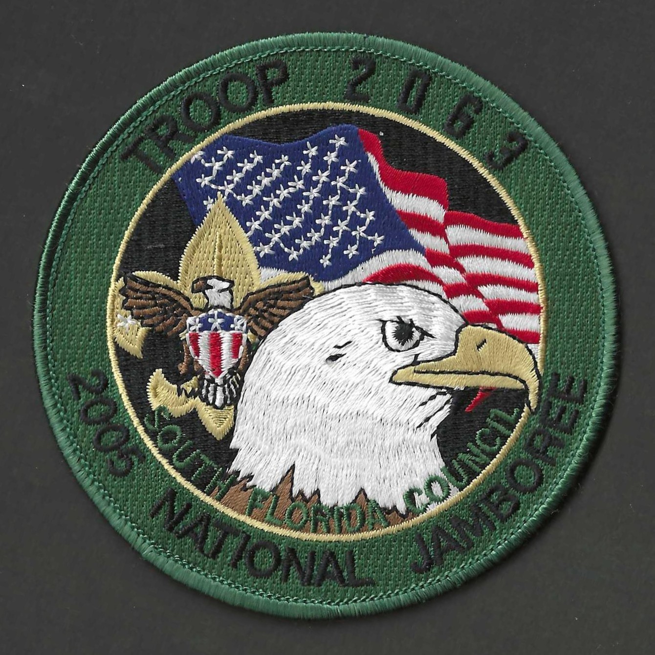 2005 National Scout Jamboree South Florida Council Troop 2063 Patch (Green) A002