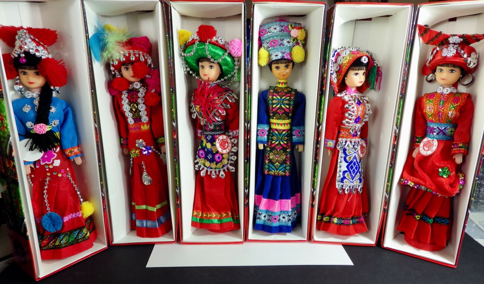 Lot Of 6 Ethnic Nationalities of China Ethnic Children 11' Dolls W/ Box Colorful Lot Of 6 Ethnic Nationalities of China Ethnic Children 11' Dolls W/ Box Colorful