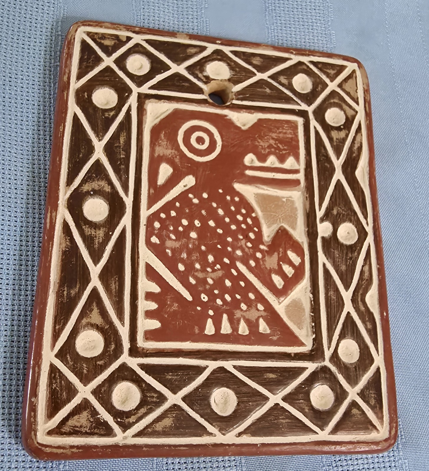 Terra Cotta Andean Pre-columbian Or Peruvian Folk Art Tribal Bird Plaque Terra Cotta Andean Pre-columbian Or Peruvian Folk Art Tribal Bird Plaque