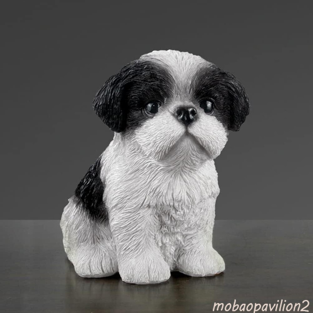 Cute Shih Tzu Puppy Dog Resin Figurine Adornment Adorable Dog Decor