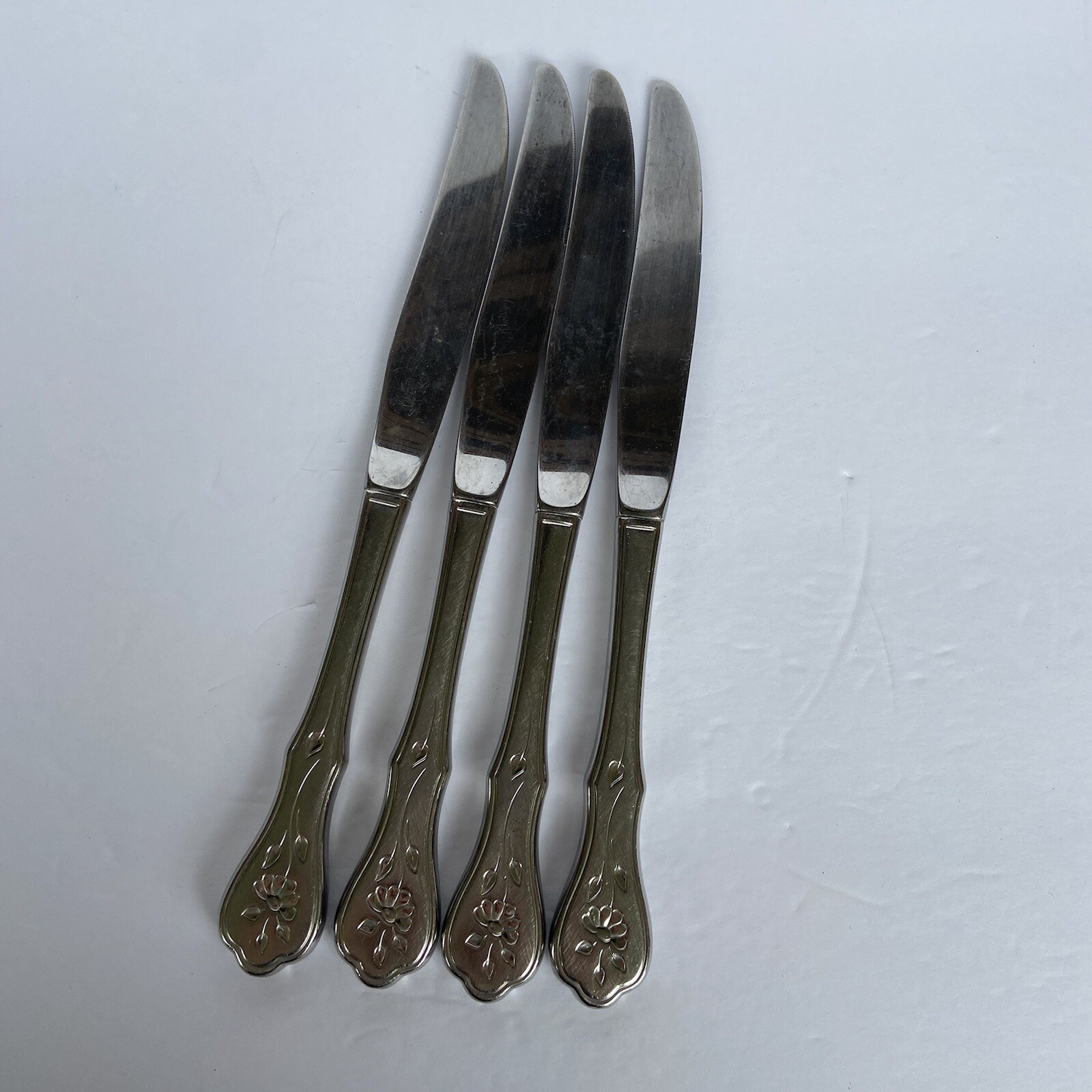 VTG Oneida Dighton Rose Dinner Knives Set Of 4 Princess House Stainless Steel