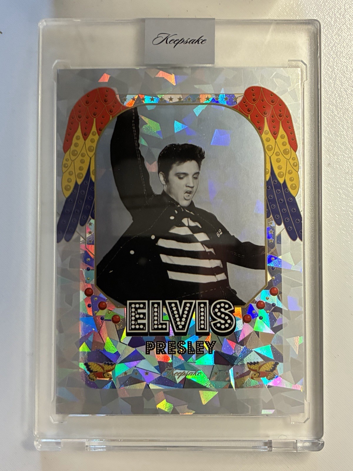 2026 Keepsake Elvis Silver Cracked Ice #2 Jailhouse Rock Base 134/200 Encased 2026 Keepsake Elvis Silver Cracked Ice #2 Jailhouse Rock Base 134/200 Encased