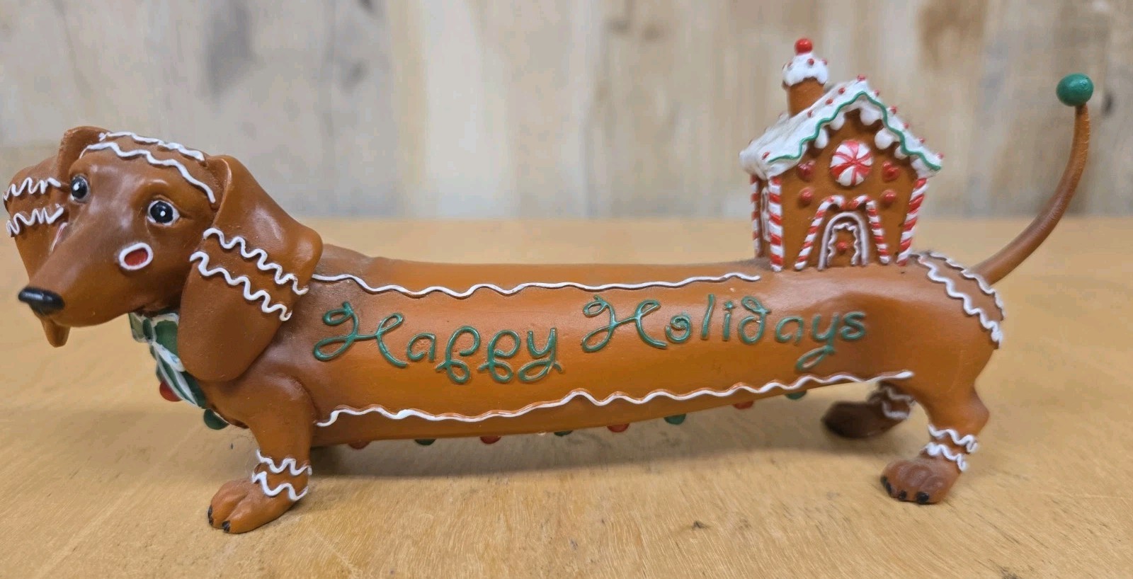 Westland Hot Diggity Dog Dachsund Figurine Happy Holidays Gingerbread House Rare