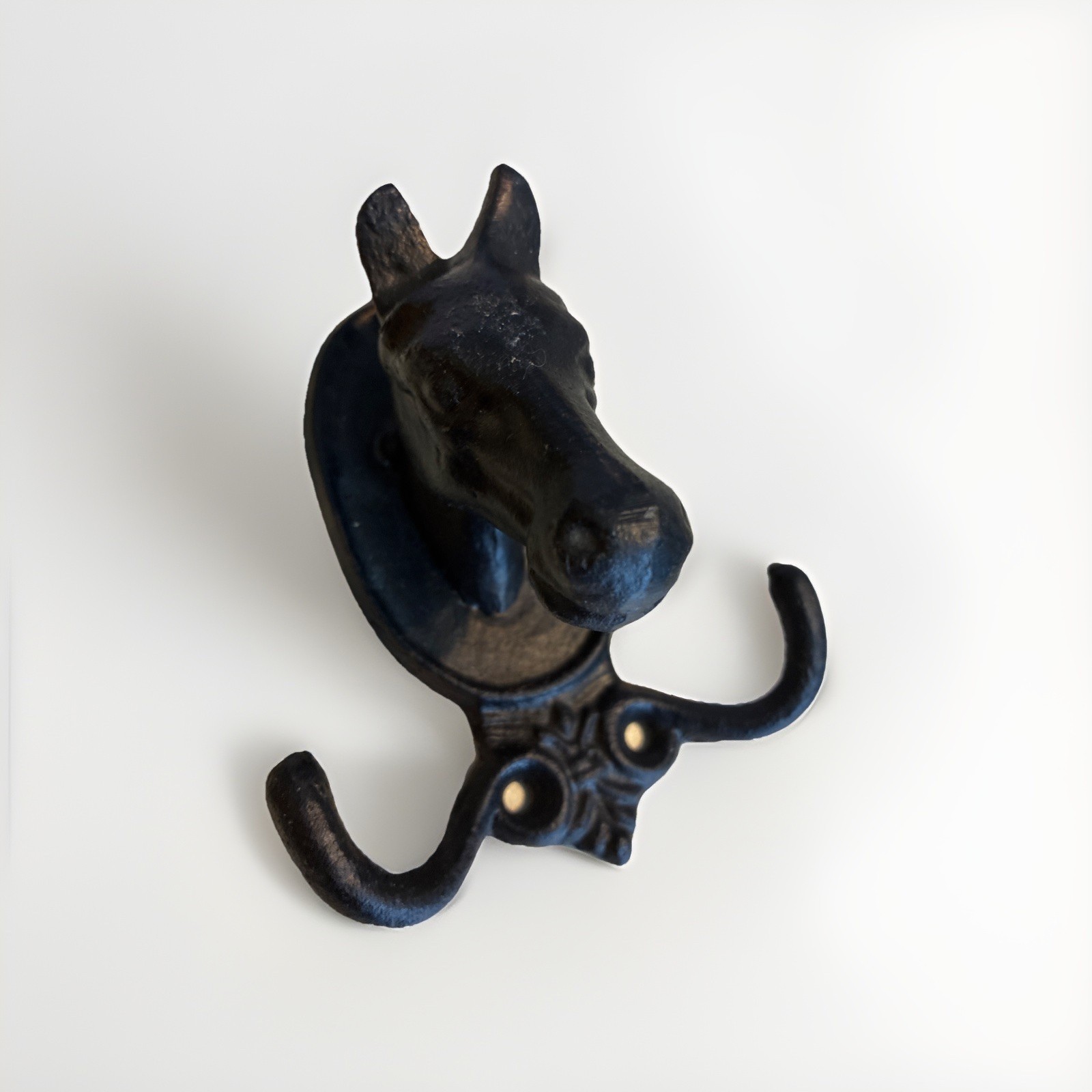 Vintage Cast Iron Horse Double Hook #2 Inscribed On Back Year Of The Horse