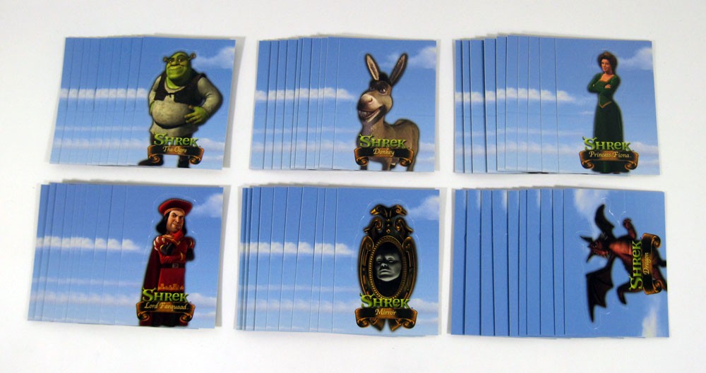 Lot of (10) 2001 Dart Flipcards Shrek Stand Up Character Chase Card Set 6 Nm/Mt