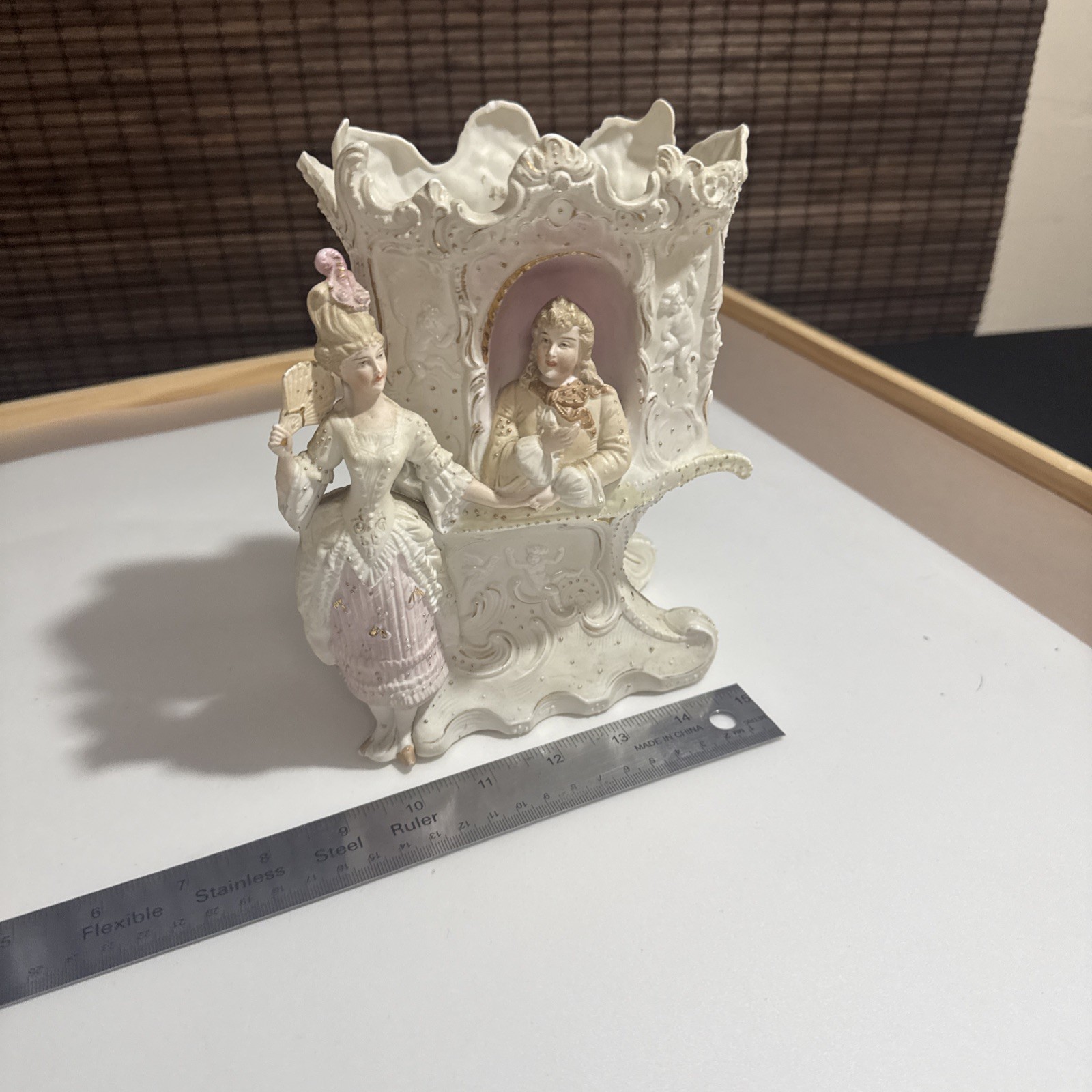 Antique Volkstedt Porcelain figure Lace Germany Dresden porcelain 2 Piece Antique Volkstedt Porcelain figure Lace Germany Dresden porcelain 2 Piece