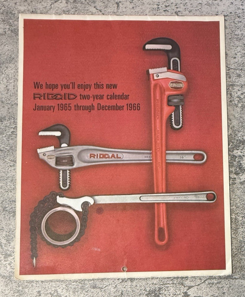 Vintage 1965 1966 Ridgid Tools Two-Ye Calendar Pin Up Girls-Advertising