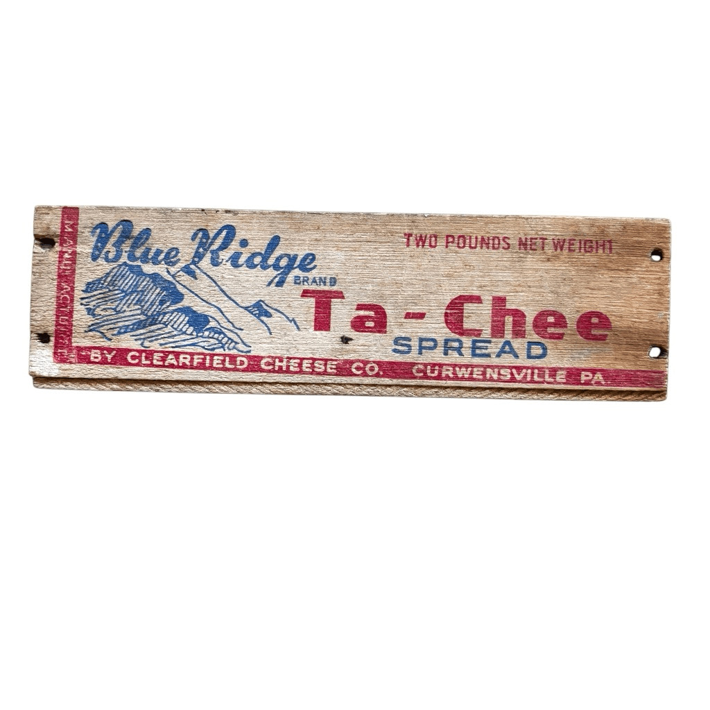 VTG Clearfield Cheese Co Wooden Box Curwensville PA Blue Ridge Ta-Chee Crate
