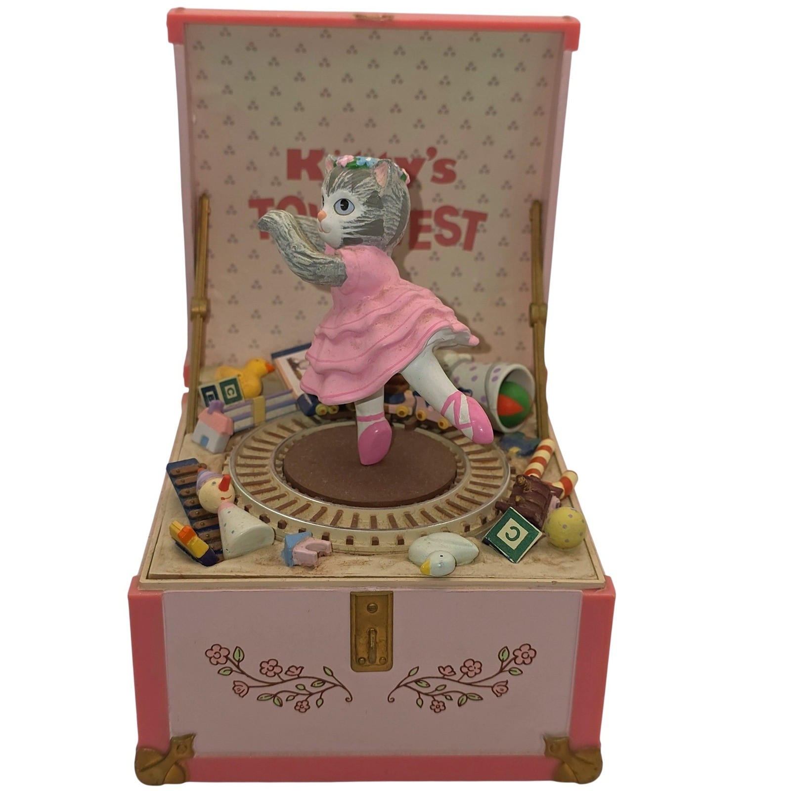 Vintage Schmid Kitty Cucumber Musical Toy Chest Pink Excellent 1989 B. Shackman