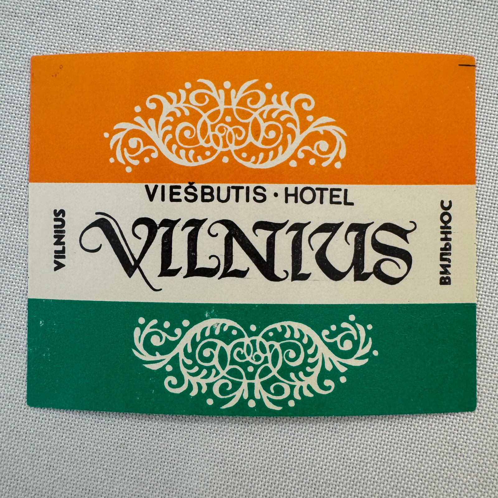 Vintage Hotel Travel Label Viesbutis Hotel Vilnius Lithuania
