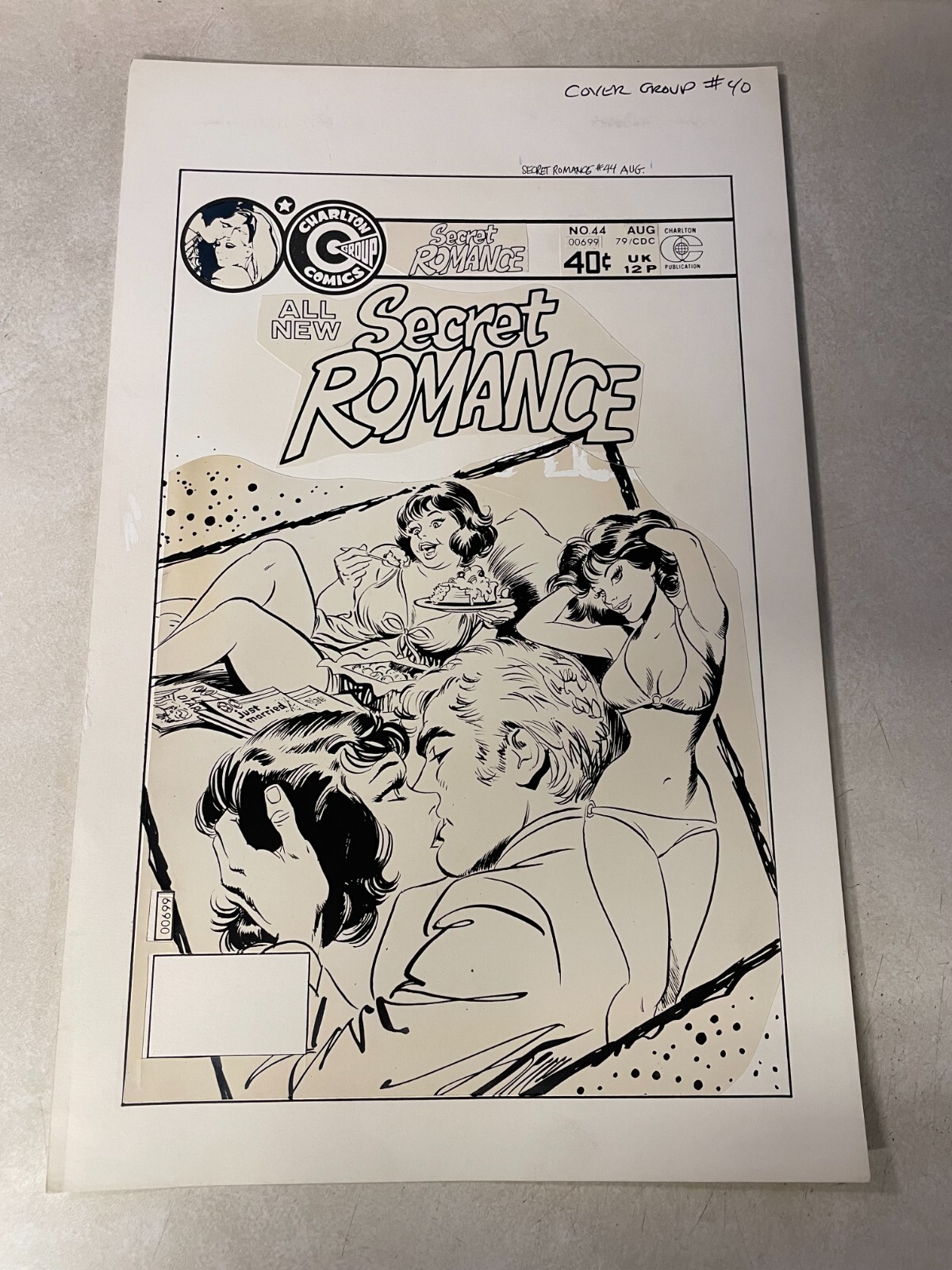 SECRET ROMANCE #44 comic COVER ART prod stats 1979 FAT GIRL  MARRIED CHARLTON