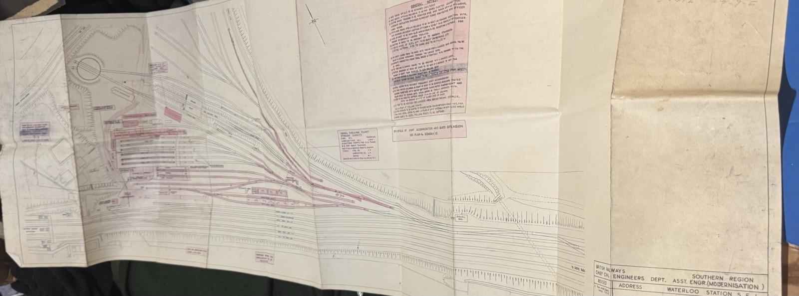 Original Vintage Railway Engineering Plan Hither Green Diesel Depot Map 150x50cm