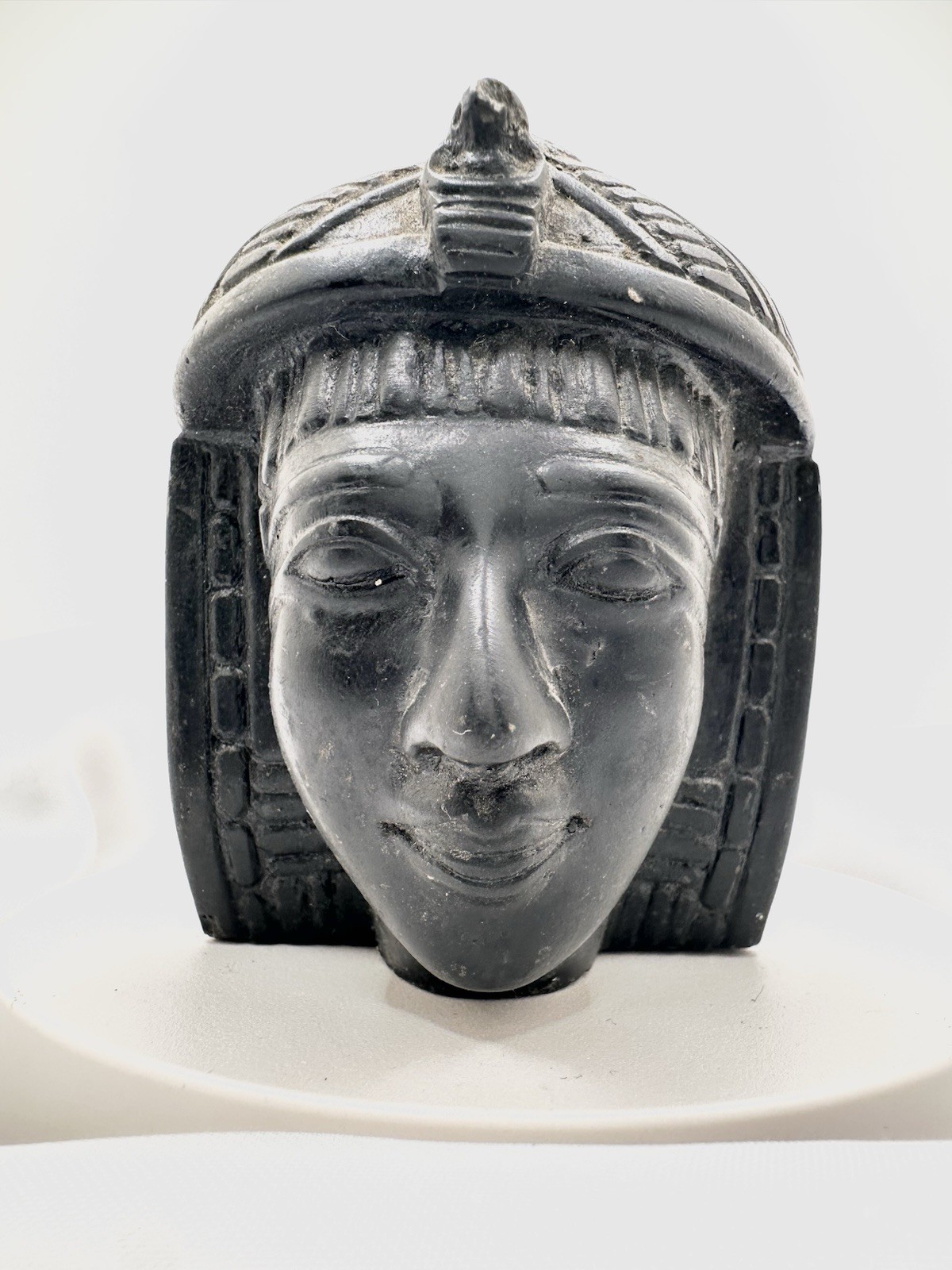 Ancient Egyptian Queen Cleopatra Head Handmade Black Basalt Stone Sculpture Gift