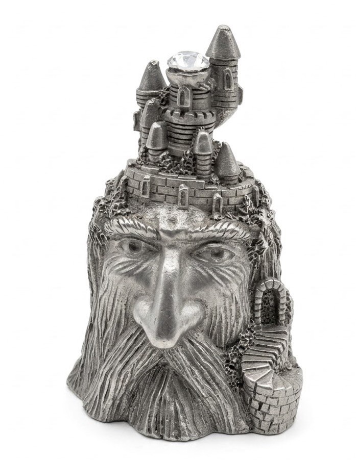 Vtg Fantasy Old Man Wizard aka Merlin in the Mountains Pewter Face Figurine