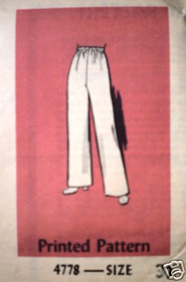 4778 Vintage Mail Order Pattern 1960\'s Pants 31 SEWING