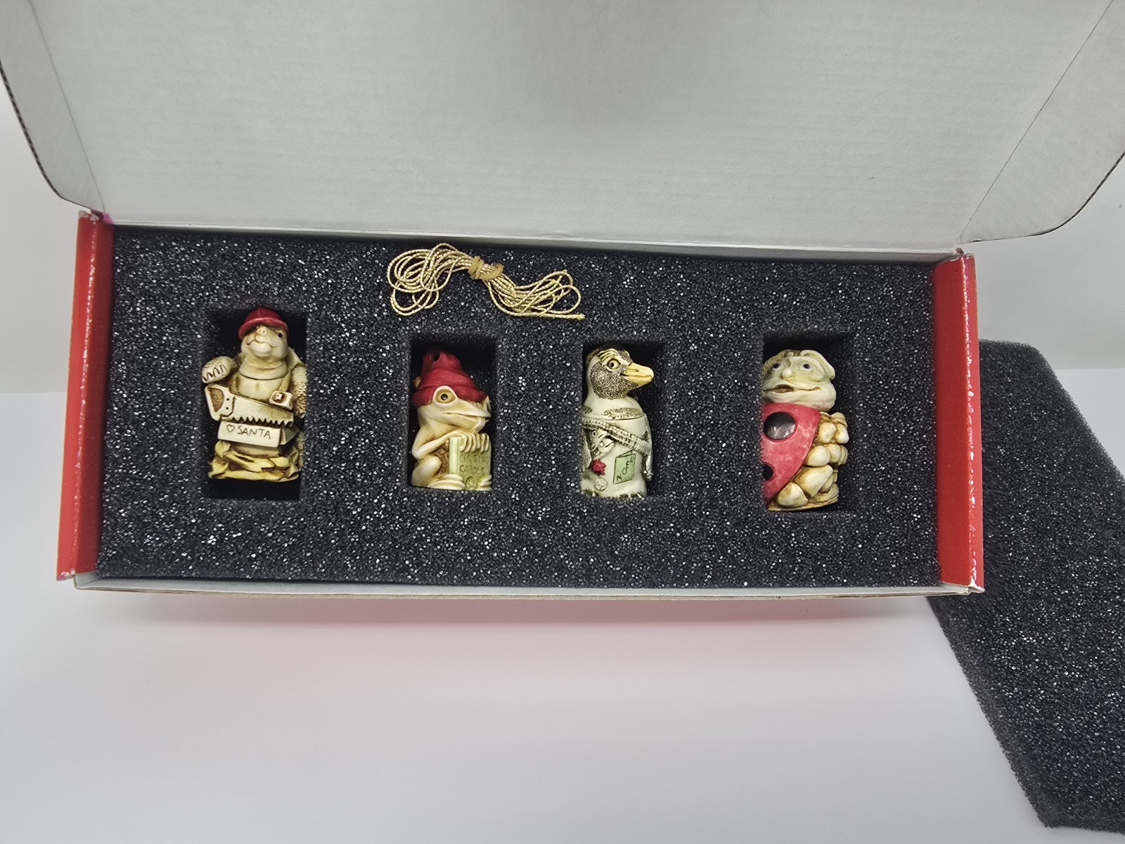 1998 Harmony Kingdom Christmas Ornament Set Frog Penguin Turtle Lady Bug TJZSE98