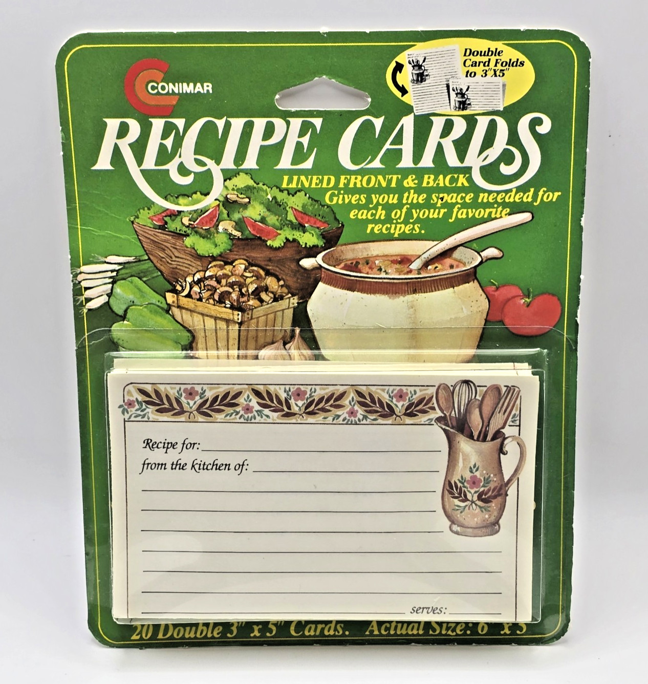 Vtg Conimar Lined Recipe Cards 20 Pk Prefolded 3x5 Blank Double Sided Cards New