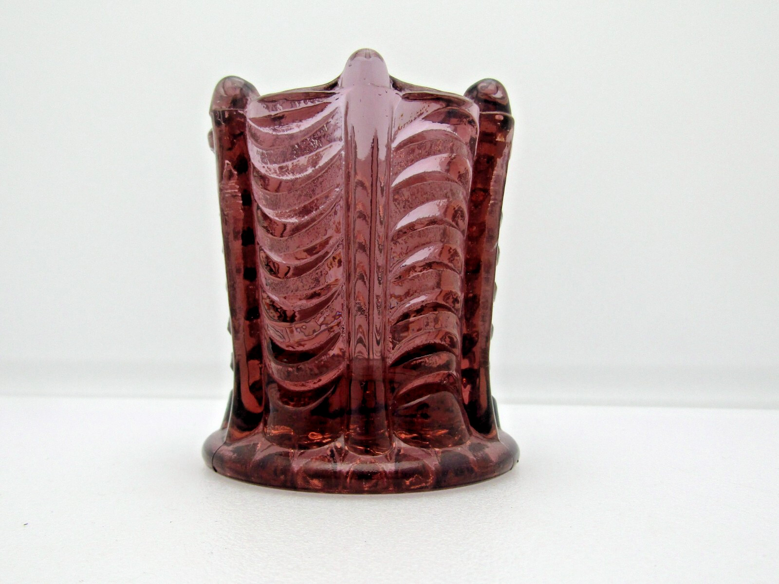 Wetzel Glass 1970's Purple Amethyst Drape Pattern Vintage Toothpick Holder