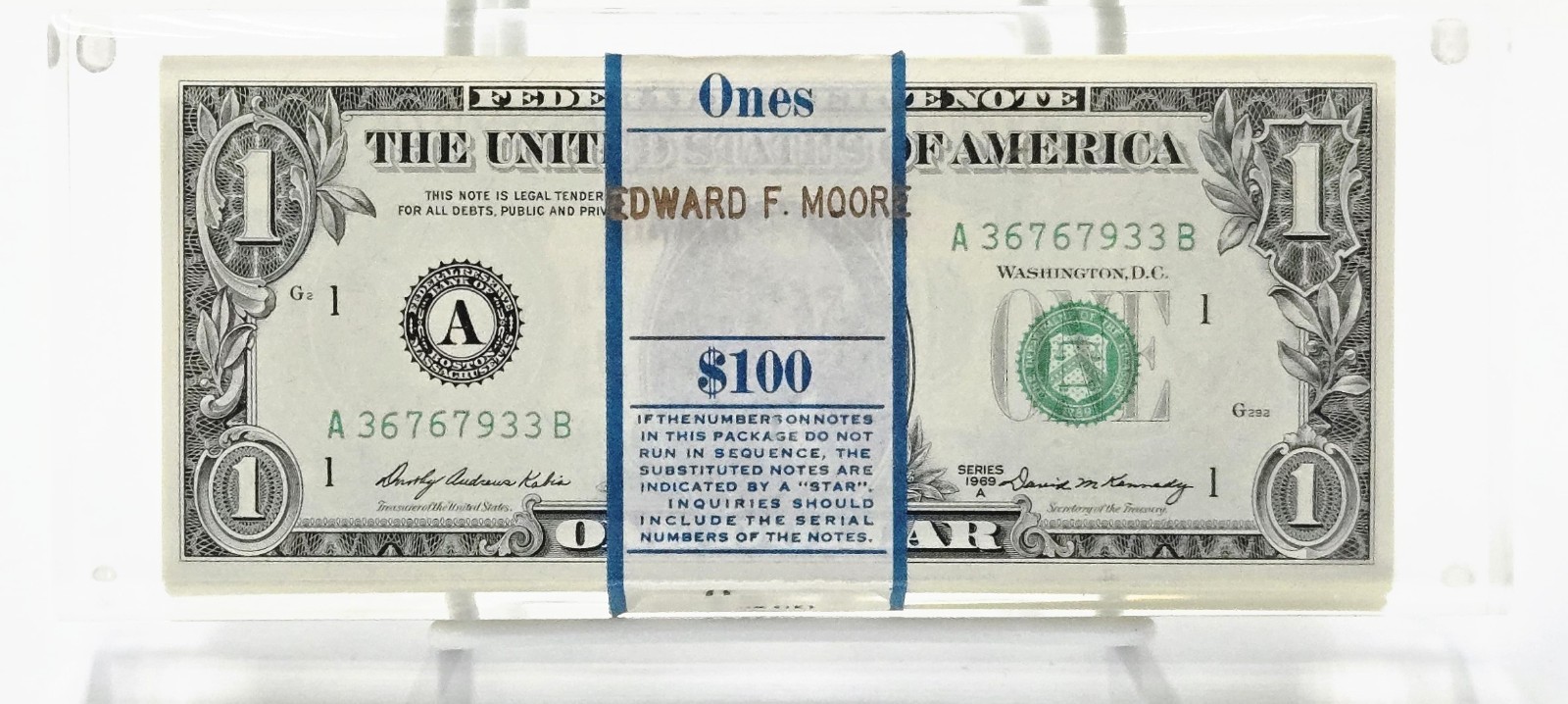 Edward F Moore Lucite Paperweight Computer Science History 1969 Boston Star Note